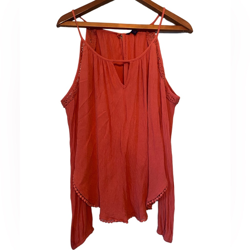 Aeropostale Salmon Colored Long Sleeved Cold Shoulder Top